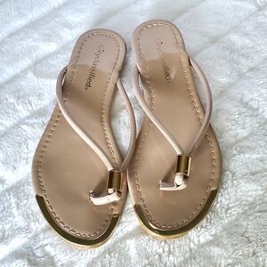 City Classified Womens Sandals Tan Nude Gold Embellished Glam Casual